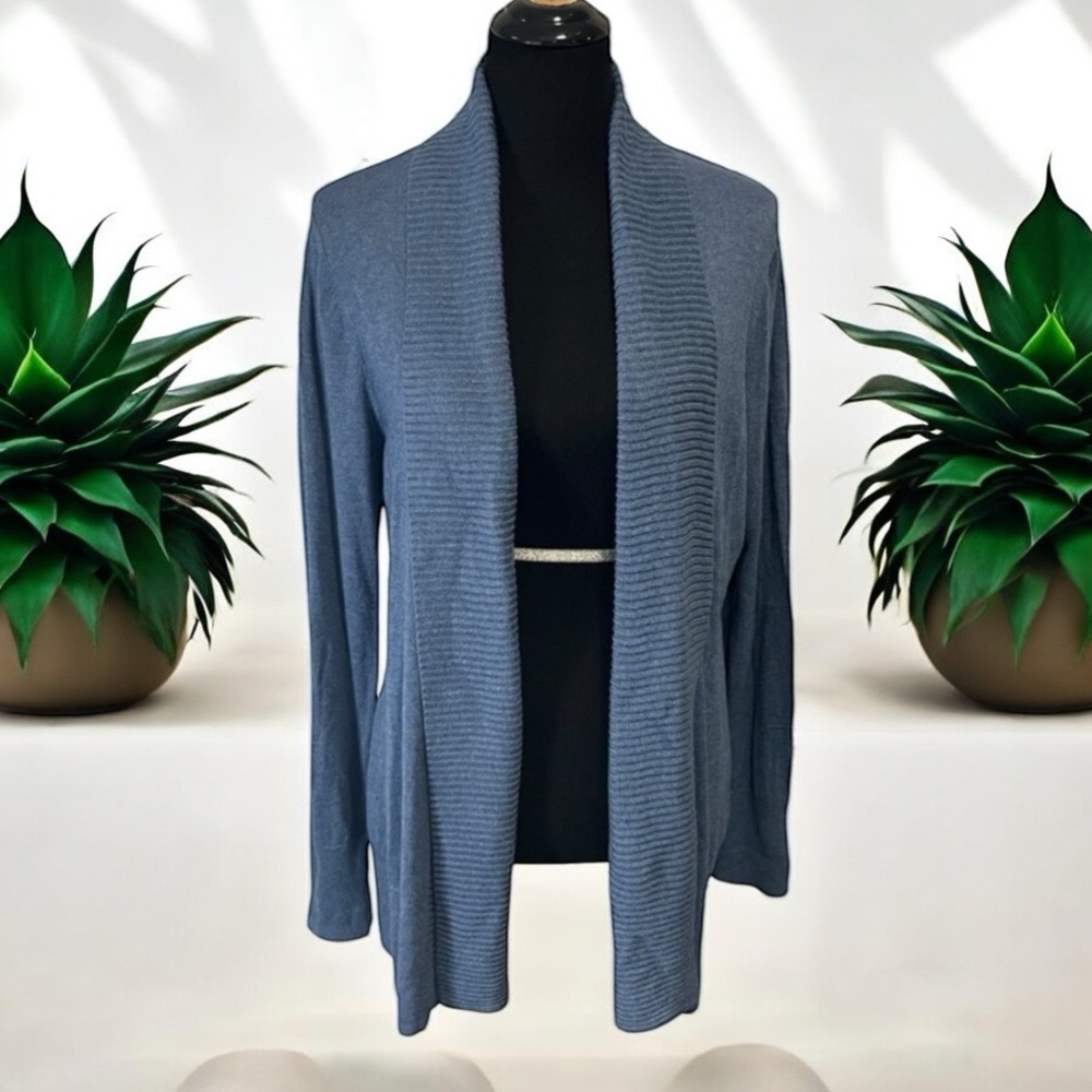 CROFT & BARROW OPEN FRONT BLUE CARDIGAN – SIZE LARGE